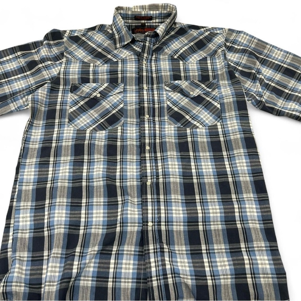 Canyon Guide Classic Blue and Gray Plaid Button-Down Shirt